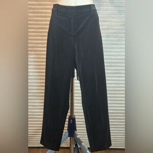 LOFT Rivera Black Straight-Leg Mid-Rise Ankle Velvet Women's Pants